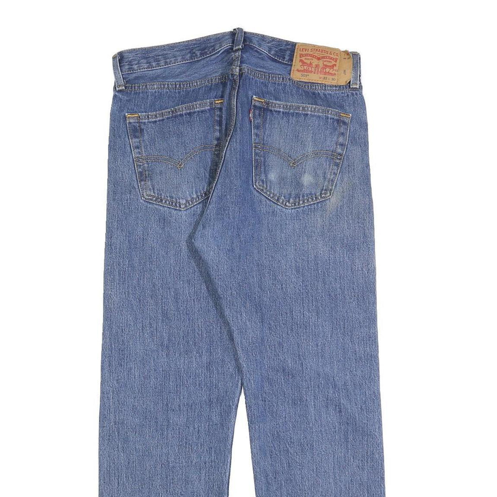 LEVI'S 501 Mens Jeans Blue Regular Straight Denim Medium W32 L27 Classic Button