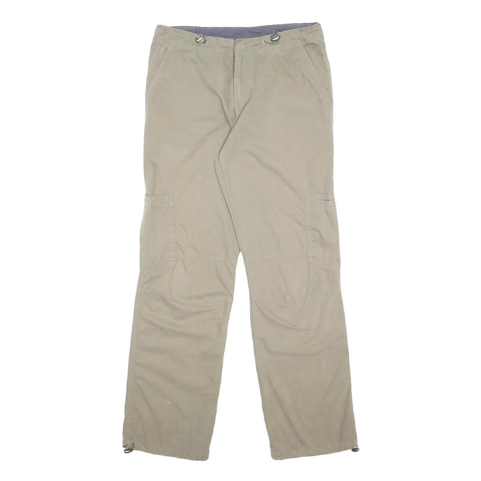 MAX DRIVE Womens Cotton Blend Beige Relaxed Straight Trousers W32 L32 Casual Zip