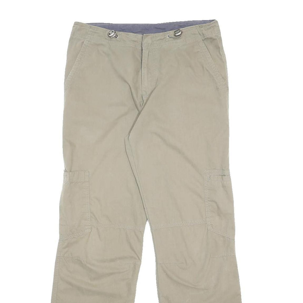 MAX DRIVE Womens Cotton Blend Beige Relaxed Straight Trousers W32 L32 Casual Zip