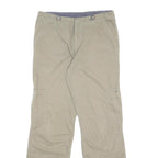 MAX DRIVE Womens Cotton Blend Beige Relaxed Straight Trousers W32 L32 Casual Zip