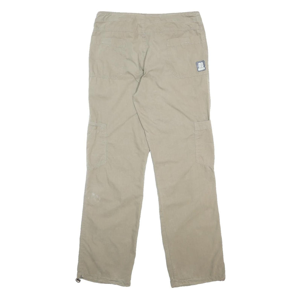 MAX DRIVE Womens Cotton Blend Beige Relaxed Straight Trousers W32 L32 Casual Zip
