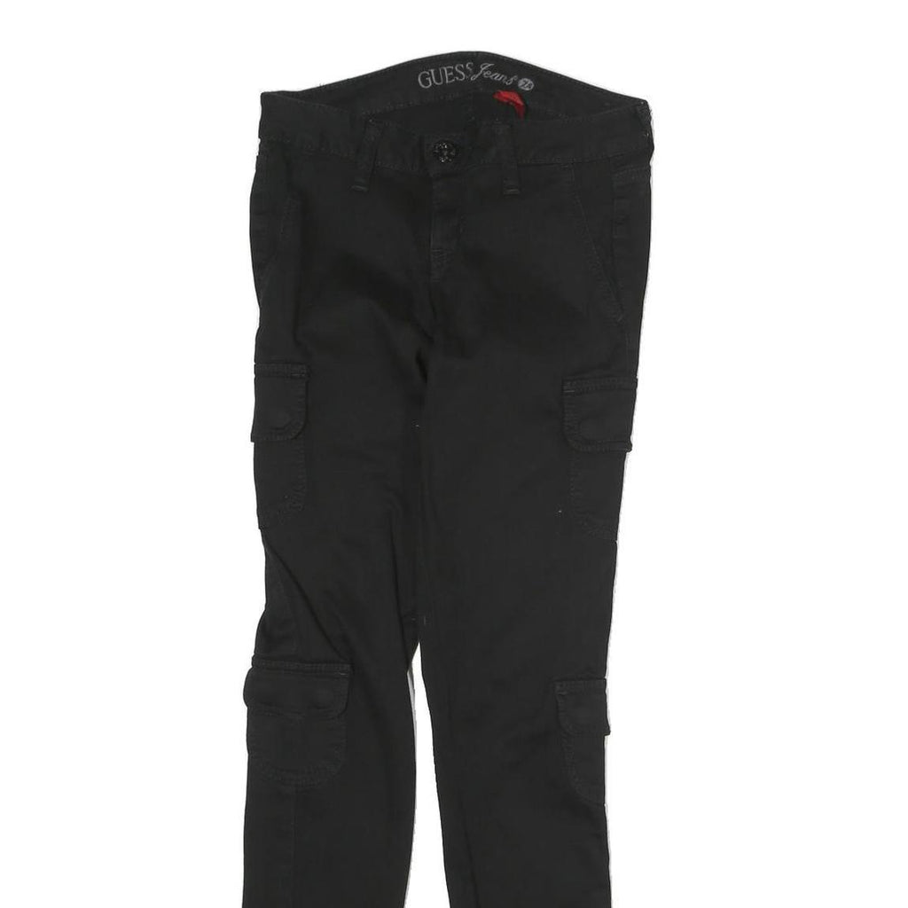 GUESS JEANS Mens Black Cotton Slim Skinny Trousers W25 L26 Cargo Pocket Zip