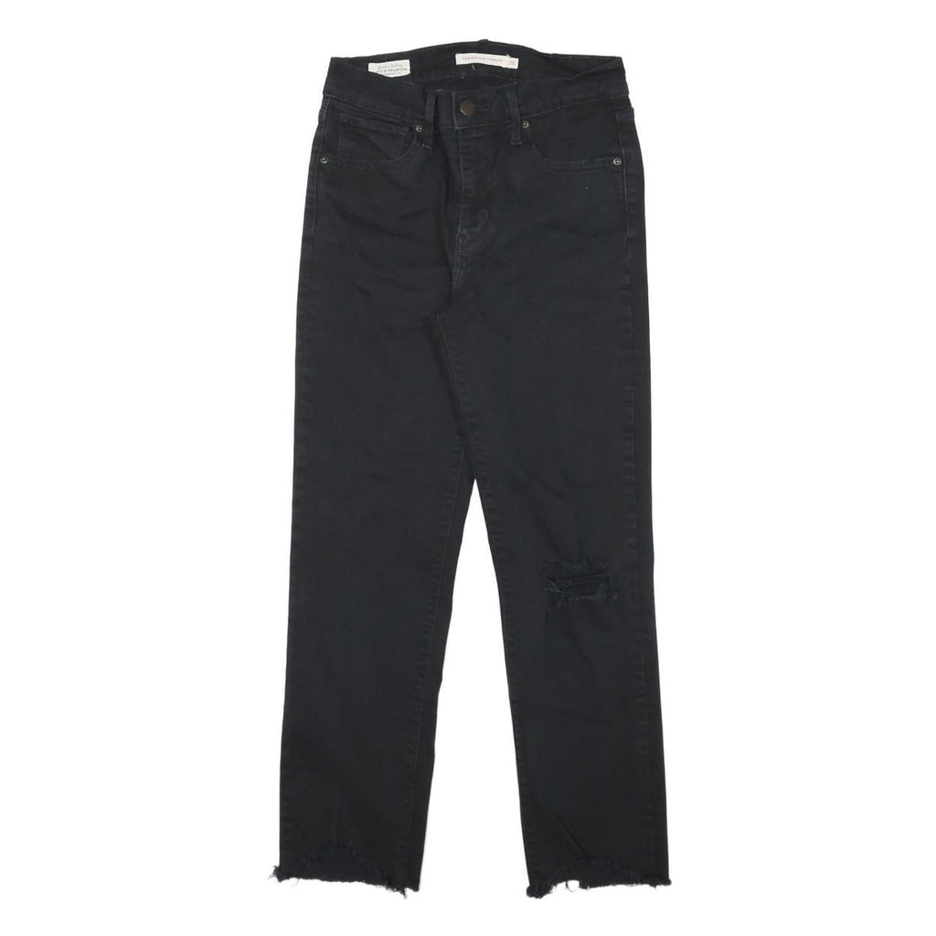 LEVI'S 724 Womens Jeans Black Slim Straight Denim Raw W26 L24 Distressed