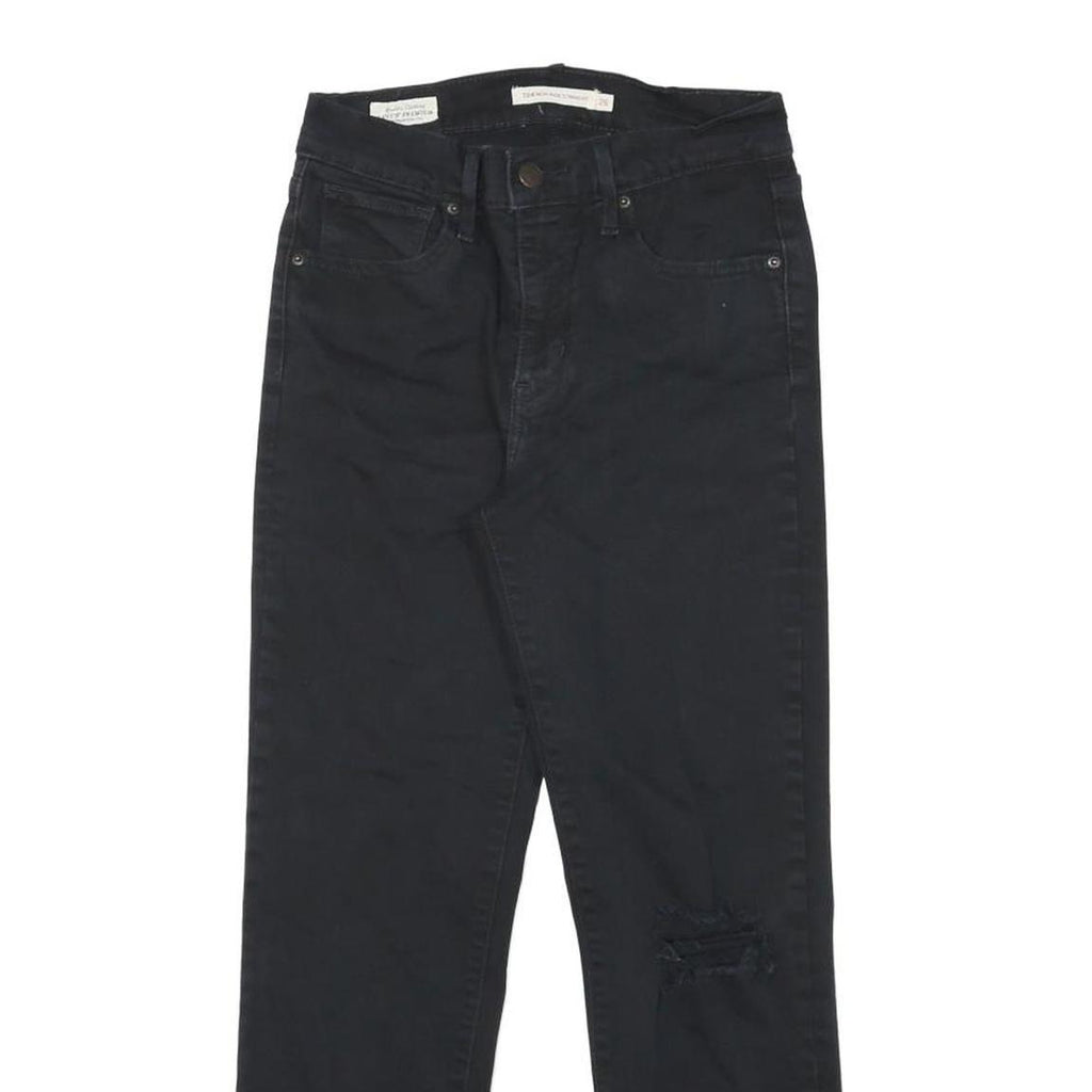 LEVI'S 724 Womens Jeans Black Slim Straight Denim Raw W26 L24 Distressed