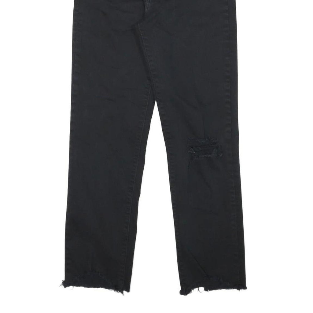 LEVI'S 724 Womens Jeans Black Slim Straight Denim Raw W26 L24 Distressed