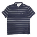 NAUTICA Mens Navy Blue & White Striped Short Sleeve Polo Shirt 2XL Cotton Blend