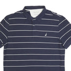 NAUTICA Mens Navy Blue & White Striped Short Sleeve Polo Shirt 2XL Cotton Blend