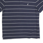 NAUTICA Mens Navy Blue & White Striped Short Sleeve Polo Shirt 2XL Cotton Blend