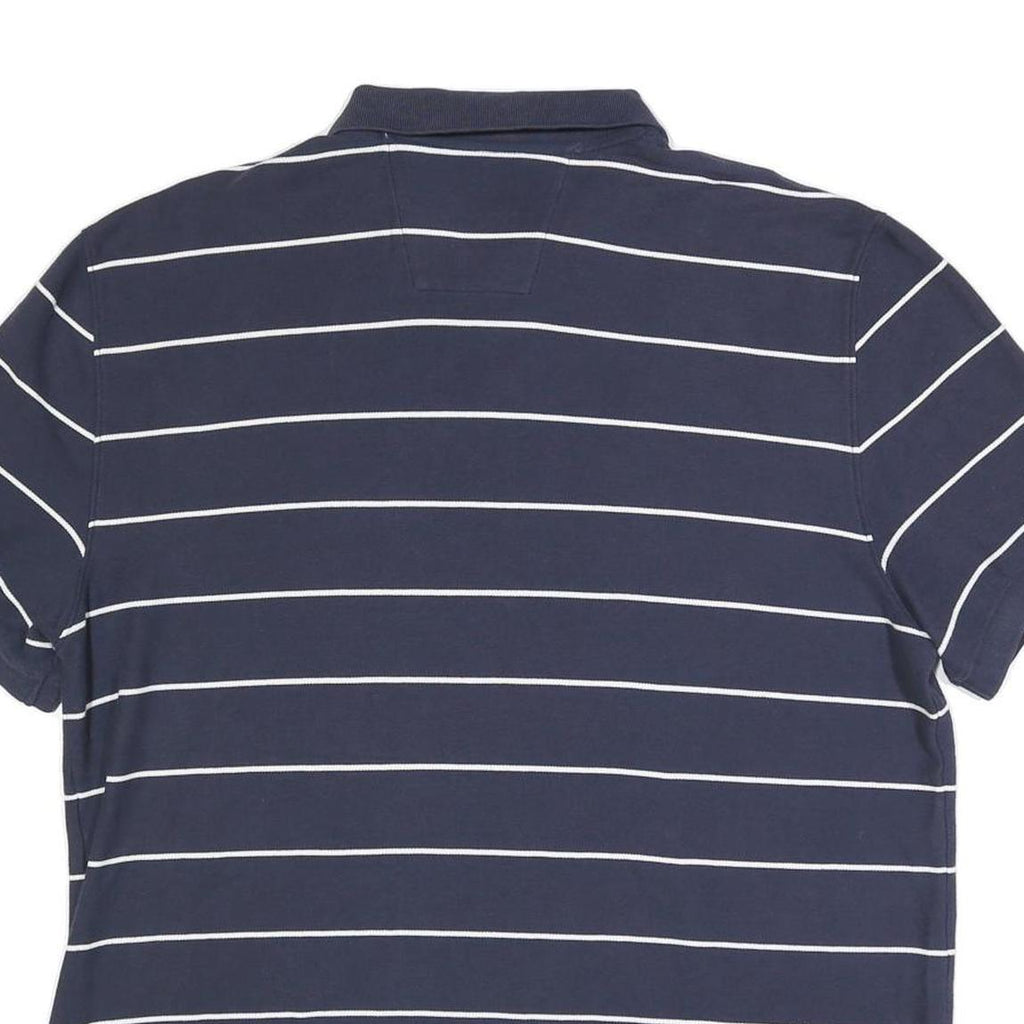NAUTICA Mens Navy Blue & White Striped Short Sleeve Polo Shirt 2XL Cotton Blend