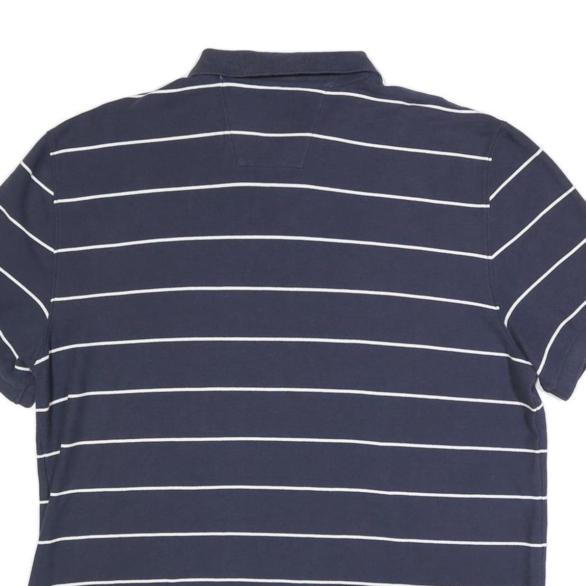 NAUTICA Mens Navy Blue & White Striped Short Sleeve Polo Shirt 2XL Cotton Blend