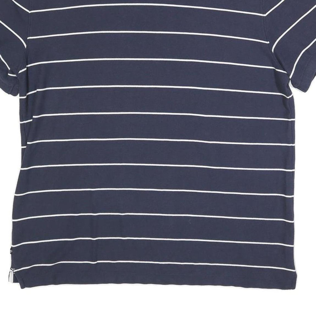 NAUTICA Mens Navy Blue & White Striped Short Sleeve Polo Shirt 2XL Cotton Blend