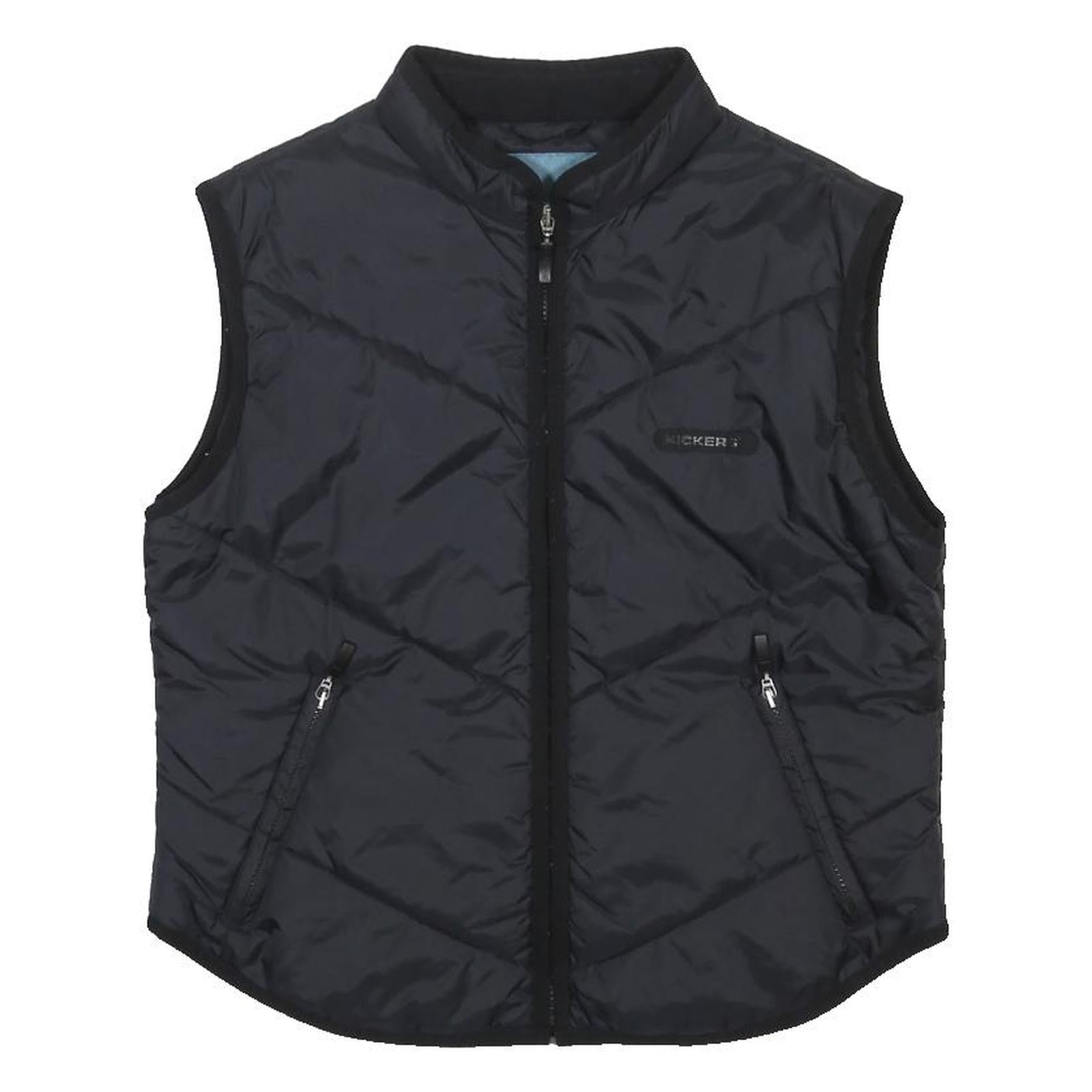 KICKERS Boys Black Nylon Quilted Jacket 16Y Sleeveless Zip Outdoor Vest