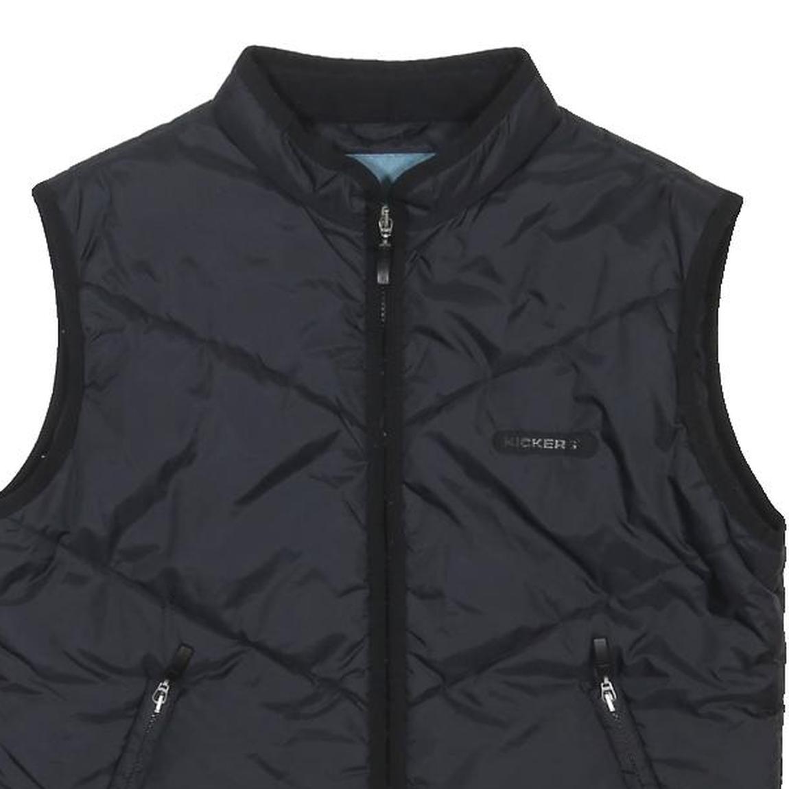 KICKERS Boys Black Nylon Quilted Jacket 16Y Sleeveless Zip Outdoor Vest