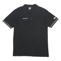 DIADORA Mens Black Polo Shirt XL Cotton Short Sleeve Plain Regular Fit Button