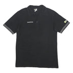 DIADORA Mens Black Polo Shirt XL Cotton Short Sleeve Plain Regular Fit Button