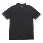 DIADORA Mens Black Polo Shirt XL Cotton Short Sleeve Plain Regular Fit Button