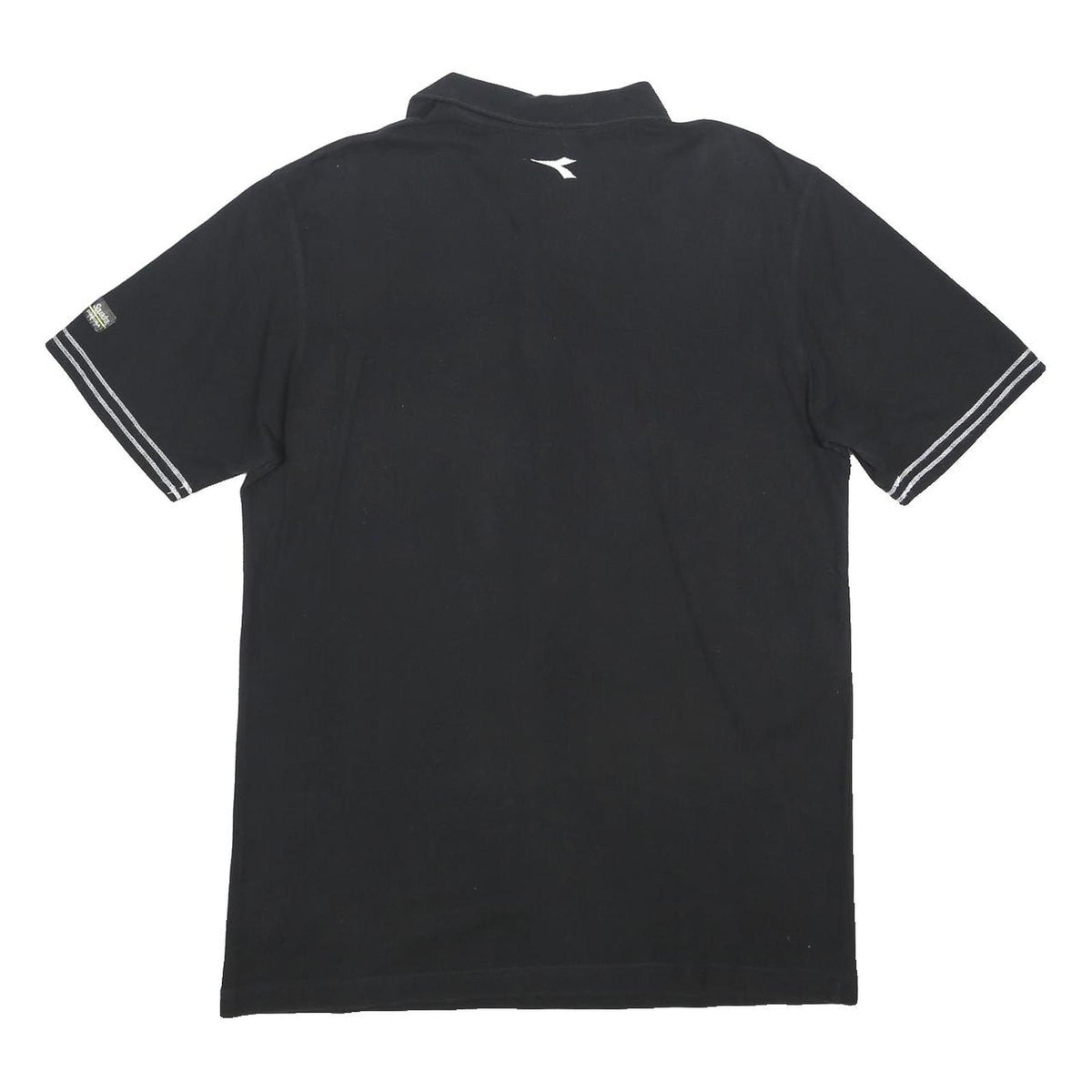 DIADORA Mens Black Polo Shirt XL Cotton Short Sleeve Plain Regular Fit Button