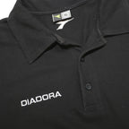DIADORA Mens Black Polo Shirt XL Cotton Short Sleeve Plain Regular Fit Button