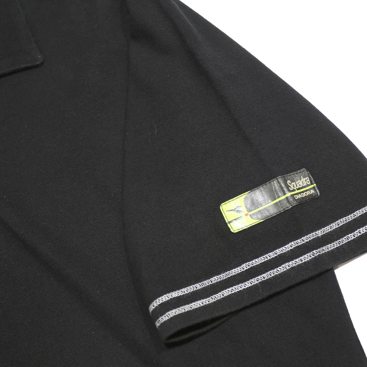 DIADORA Mens Black Polo Shirt XL Cotton Short Sleeve Plain Regular Fit Button