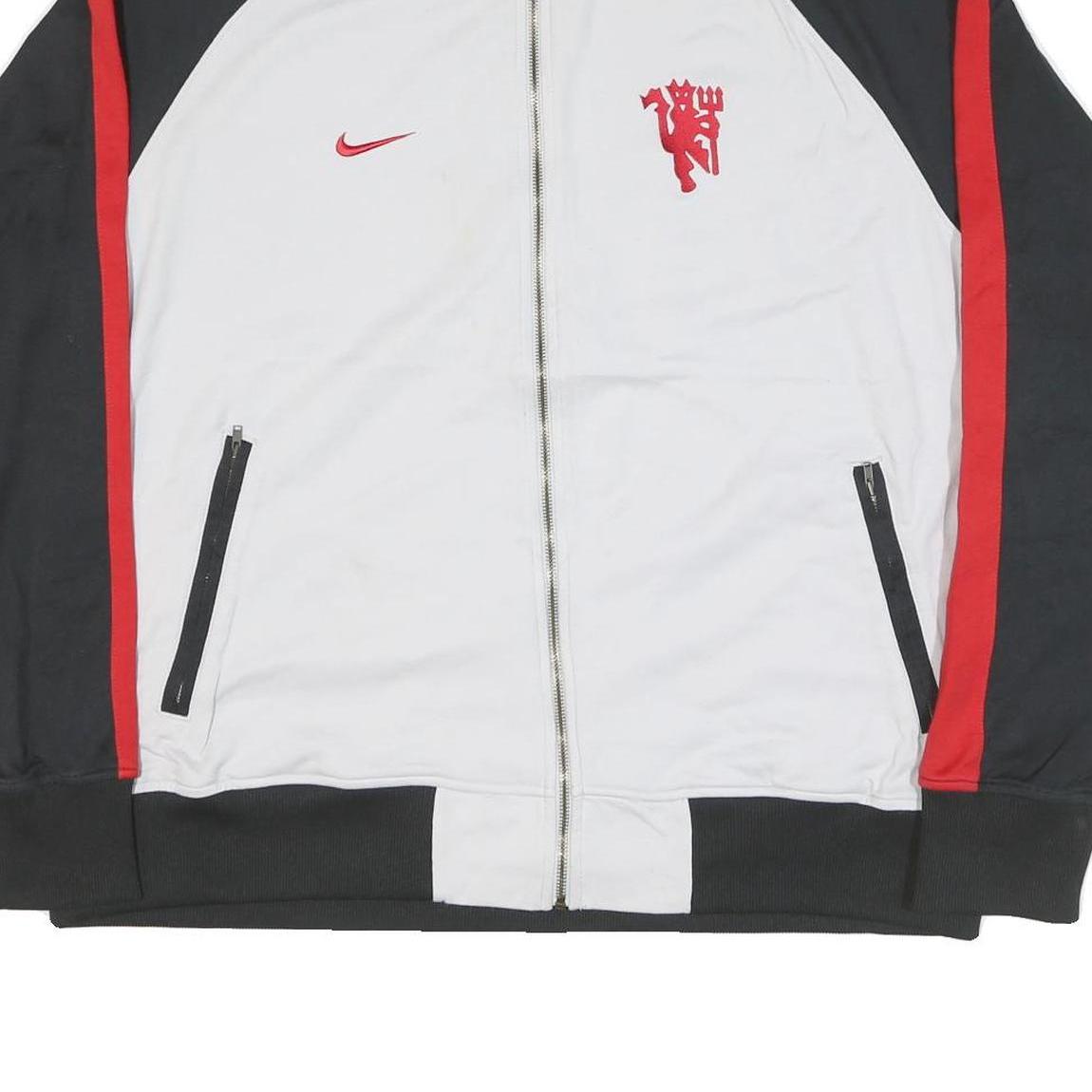 NIKE Mens White Black & Red Track Jacket XL Polyester Blend Zip Athletic