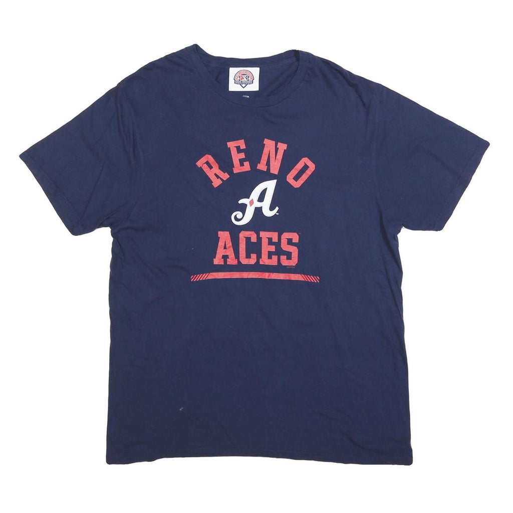 MLB Mens Navy Blue Reno Aces Graphic T-Shirt L Short Sleeve Crew Neck Baseball