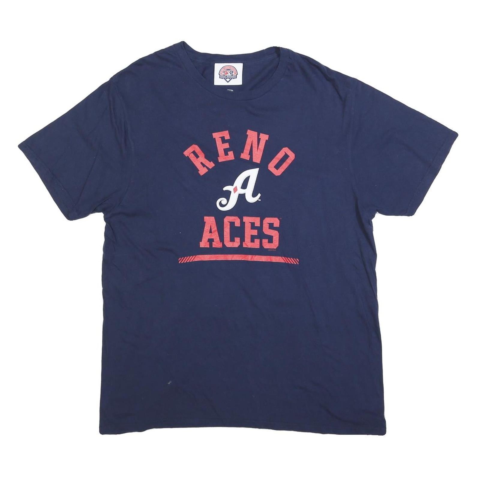 MLB Mens Navy Blue Reno Aces Graphic T-Shirt L Short Sleeve Crew Neck Baseball
