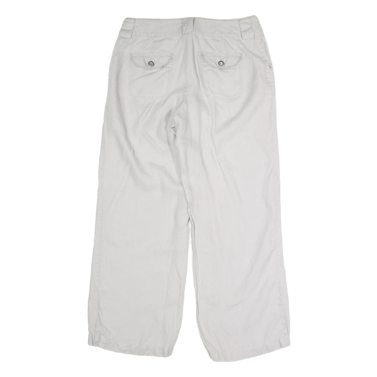 INC Womens Linen Relaxed Wide-Leg Trousers White W30 L29 Casual Summer Style