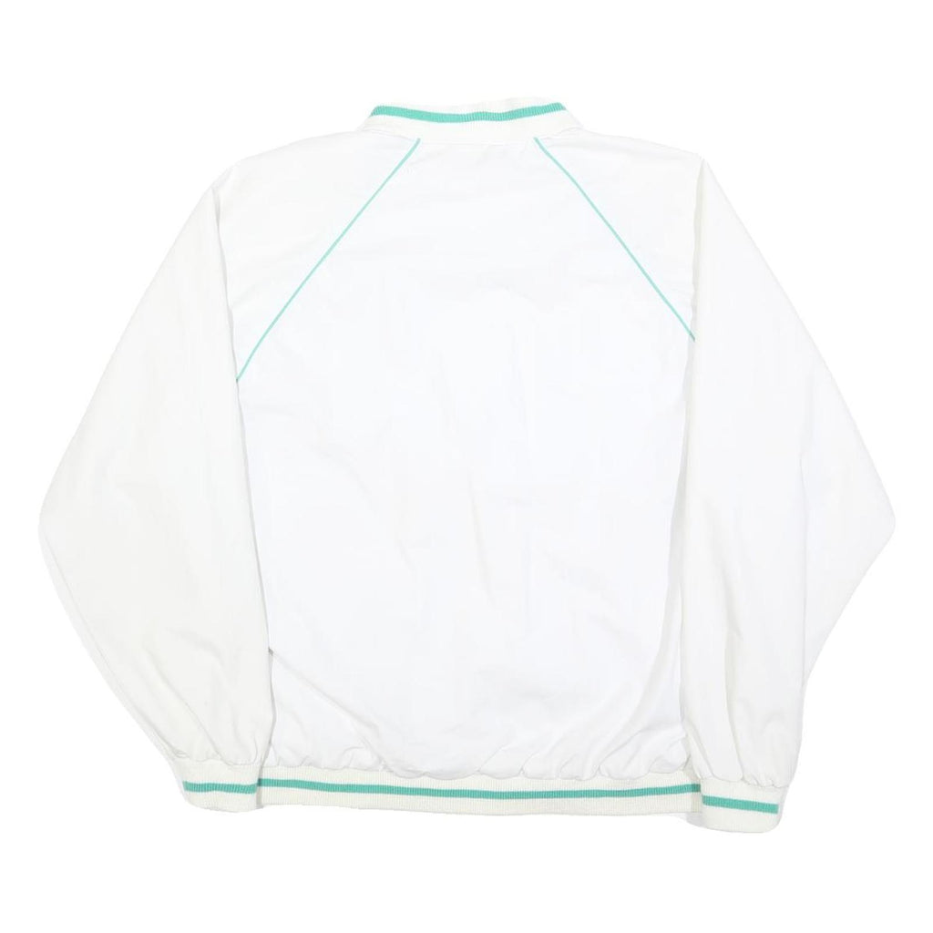 Mens White Green Trim Plain Jacket L Polyester Blend Zip Track Lightweight