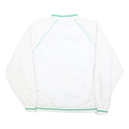 Mens White Green Trim Plain Jacket L Polyester Blend Zip Track Lightweight