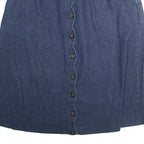 ROAMANS Womens Blue Cotton Blend Button Front Midi Denim Skirt M Elastic Waist
