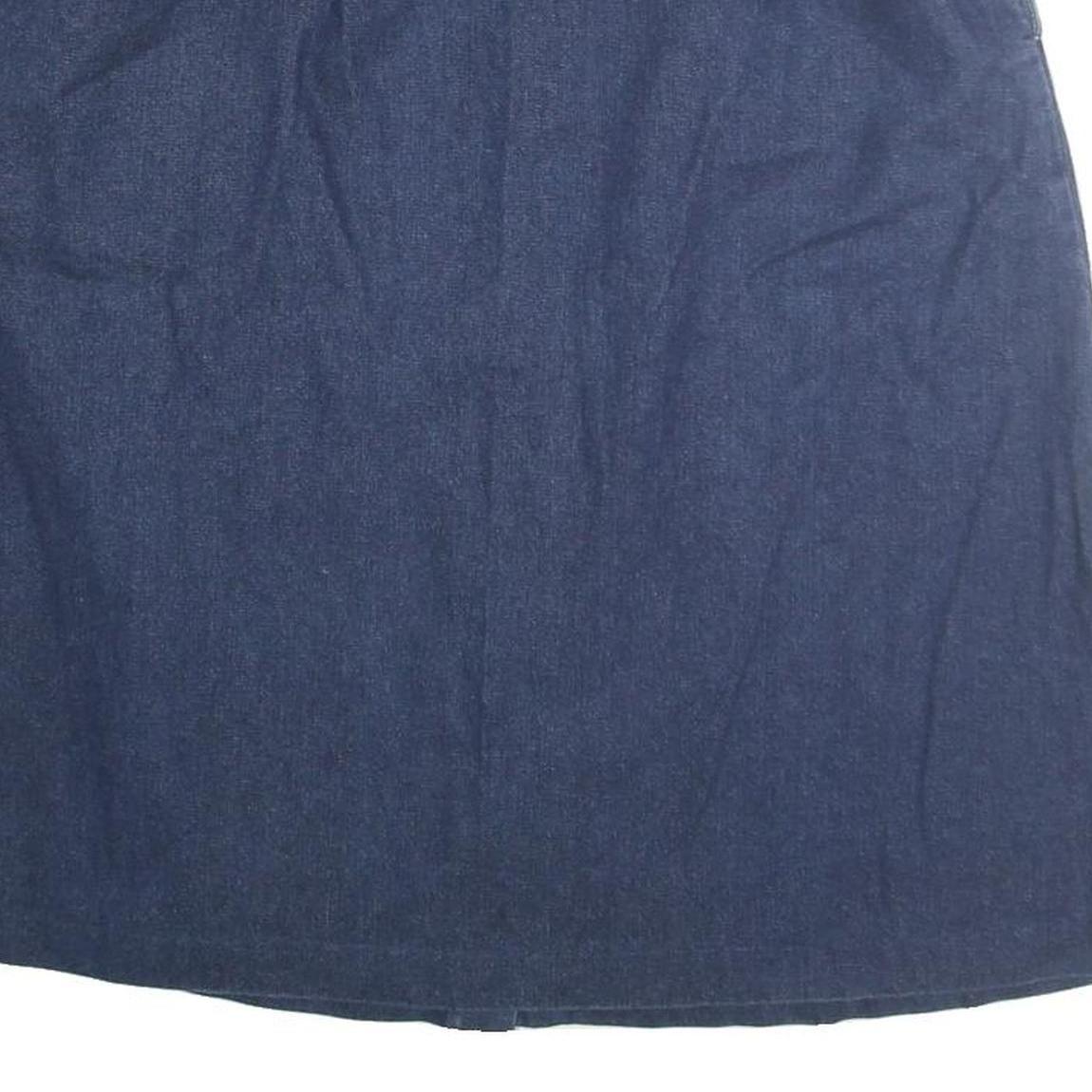 ROAMANS Womens Blue Cotton Blend Button Front Midi Denim Skirt M Elastic Waist