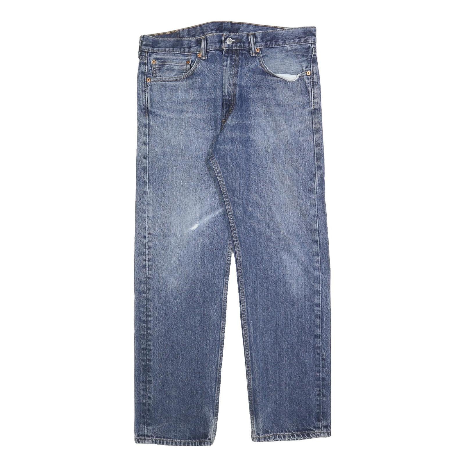 LEVI'S 505 Mens Jeans Blue Cotton Blend Regular Straight Medium W36 L32 Zip