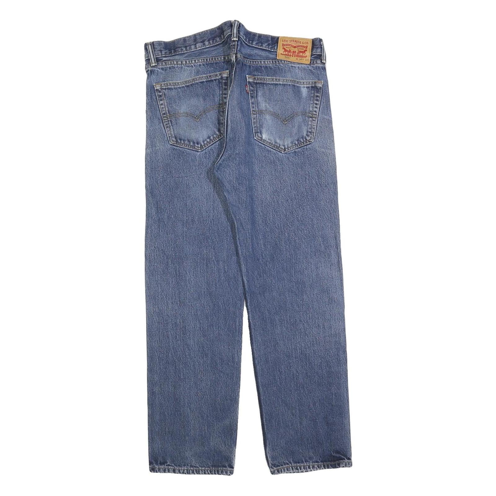 LEVI'S 505 Mens Jeans Blue Cotton Blend Regular Straight Medium W36 L32 Zip