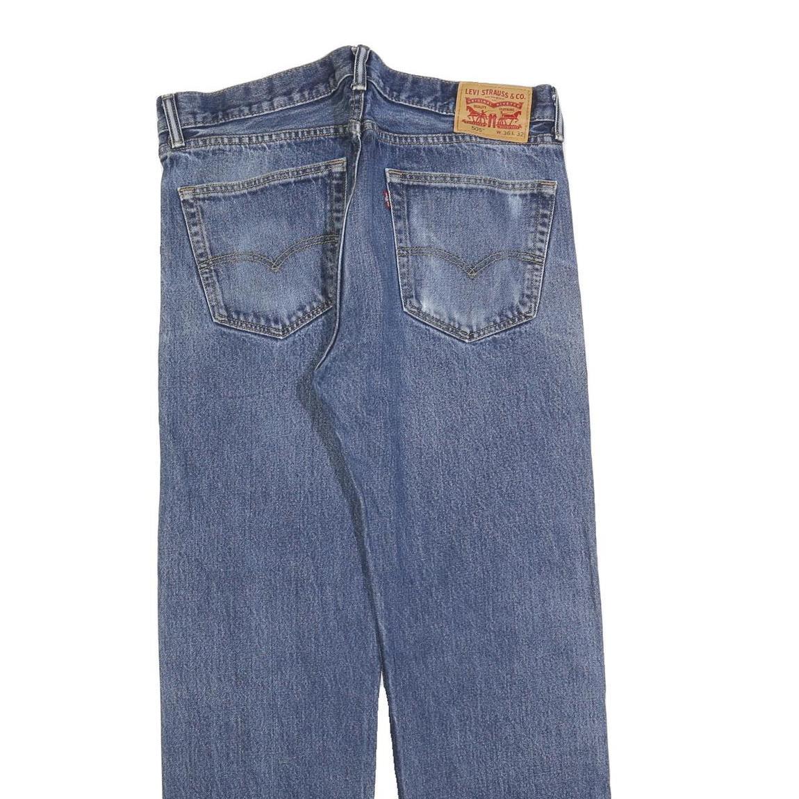 LEVI'S 505 Mens Jeans Blue Cotton Blend Regular Straight Medium W36 L32 Zip