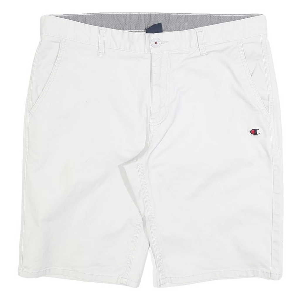CHAMPION Mens Casual White Button Closure Cotton Blend Shorts XL W38 Logo