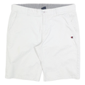 CHAMPION Mens Casual White Button Closure Cotton Blend Shorts XL W38 Logo