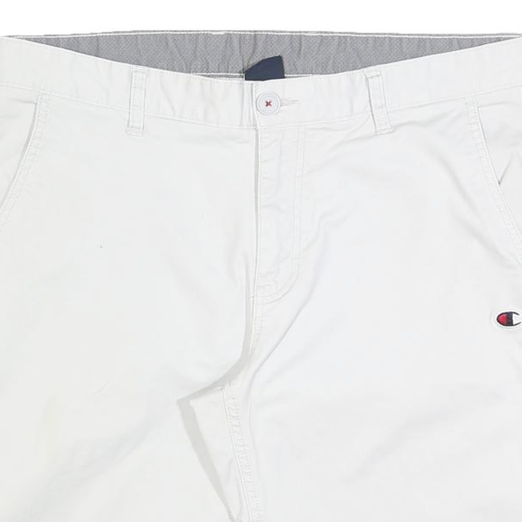 CHAMPION Mens Casual White Button Closure Cotton Blend Shorts XL W38 Logo