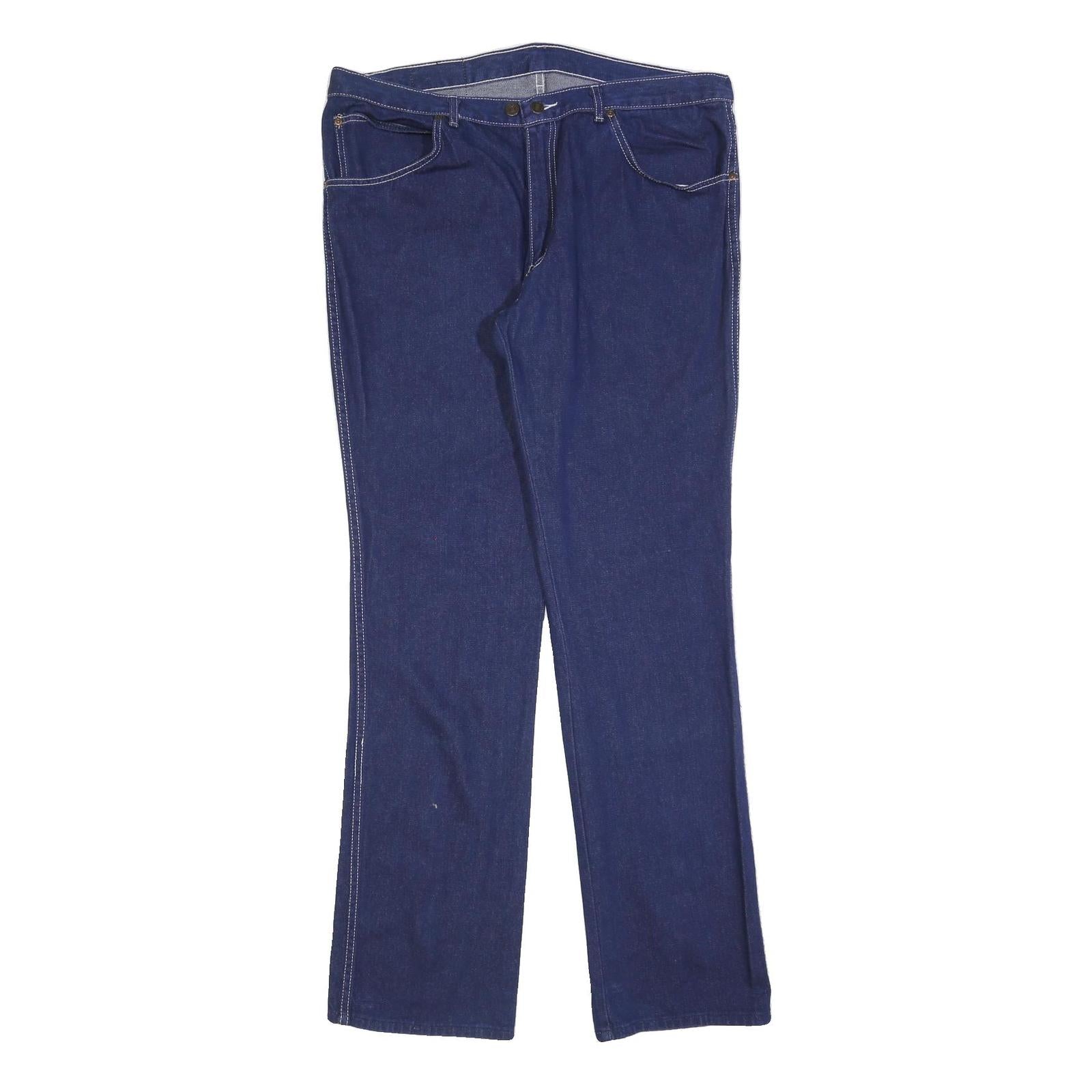 MC DUNCAN Mens Jeans Blue Regular Straight Denim Raw W38 L35 Classic Cotton