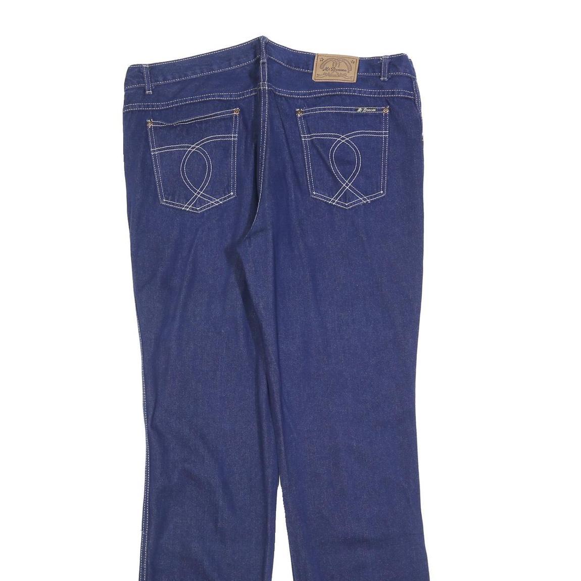 MC DUNCAN Mens Jeans Blue Regular Straight Denim Raw W38 L35 Classic Cotton