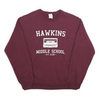 GILDAN Mens Maroon Hawkins Middle School A.V. Club Crew Neck M Sweatshirt