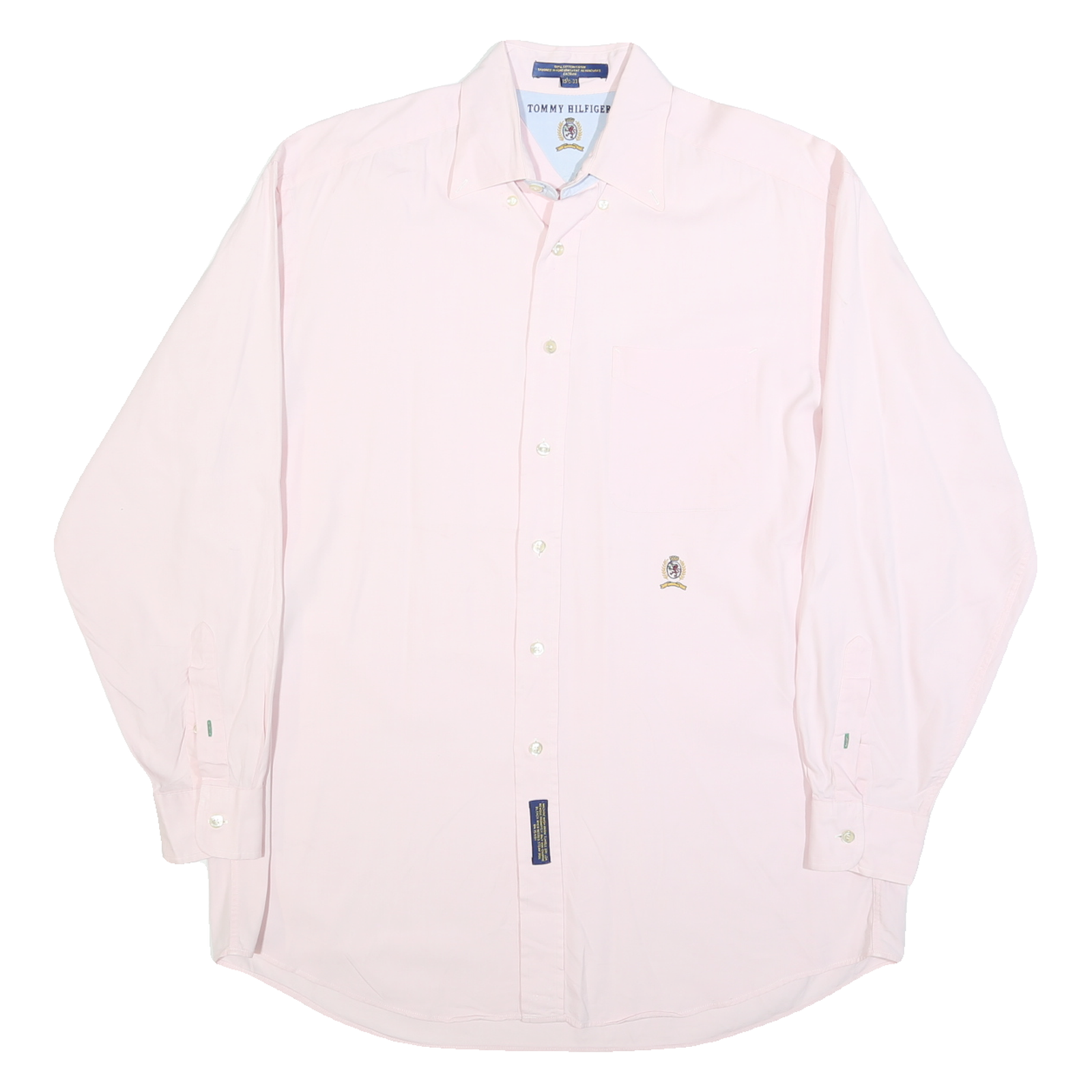 TOMMY HILFIGER Mens Pink Long Sleeve Shirt L Button Down Cotton Classic Fit