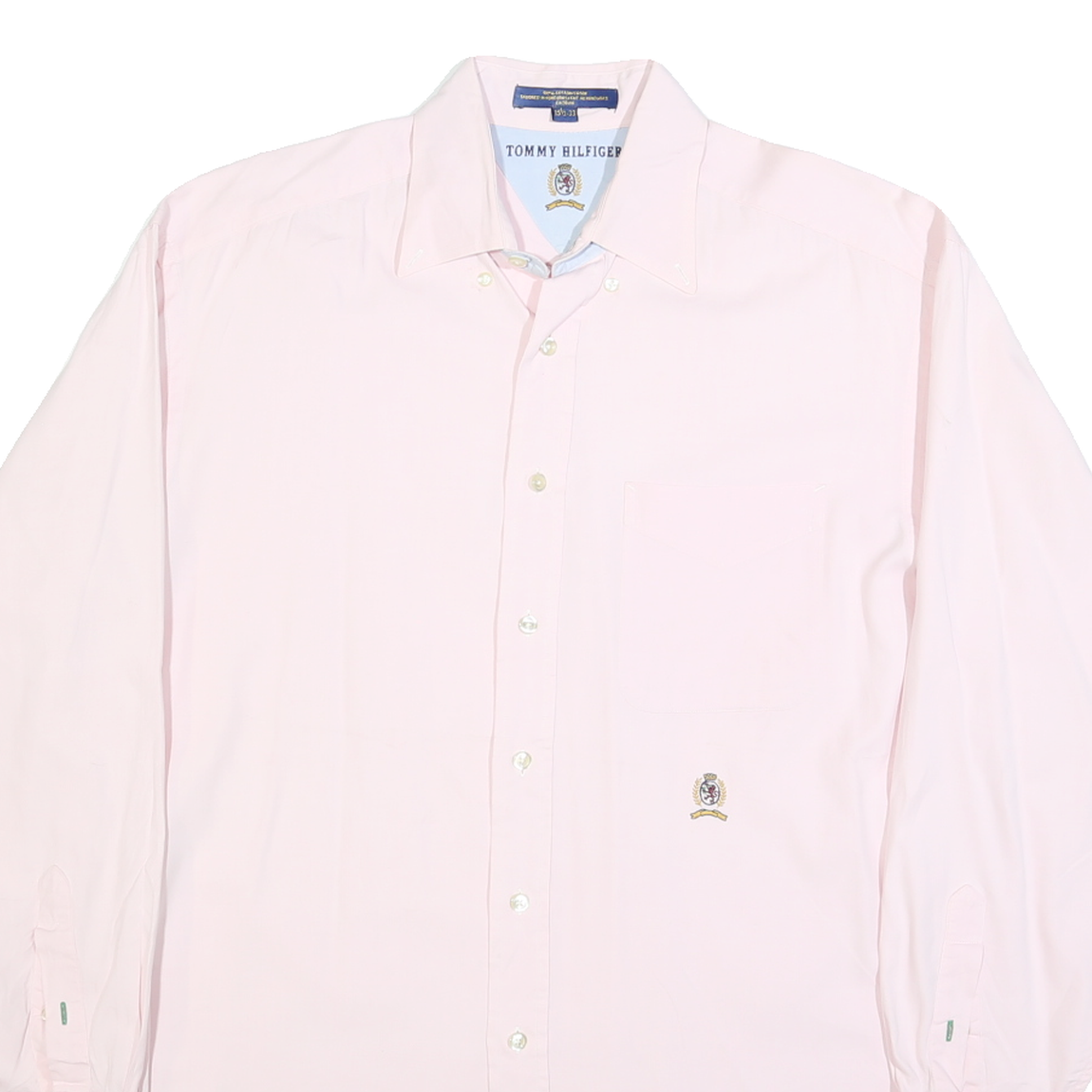 TOMMY HILFIGER Mens Pink Long Sleeve Shirt L Button Down Cotton Classic Fit