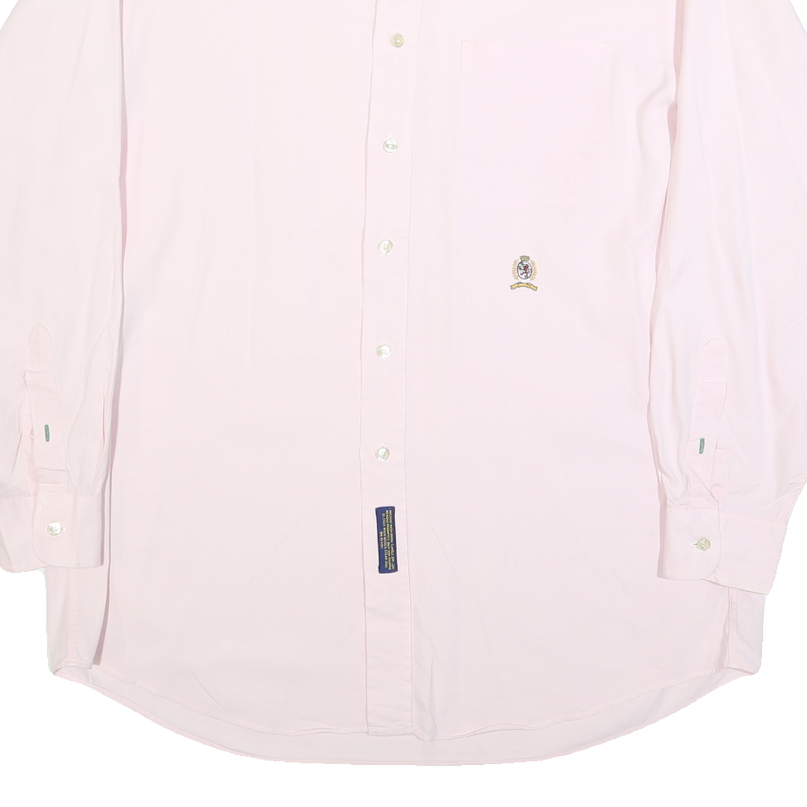 TOMMY HILFIGER Mens Pink Long Sleeve Shirt L Button Down Cotton Classic Fit