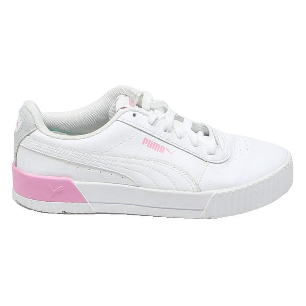 PUMA Carina Womens Lace-Up Trainers White & Pink Leather UK 4.5 Stylish Casual