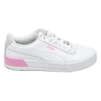 PUMA Carina Womens Lace-Up Trainers White & Pink Leather UK 4.5 Stylish Casual