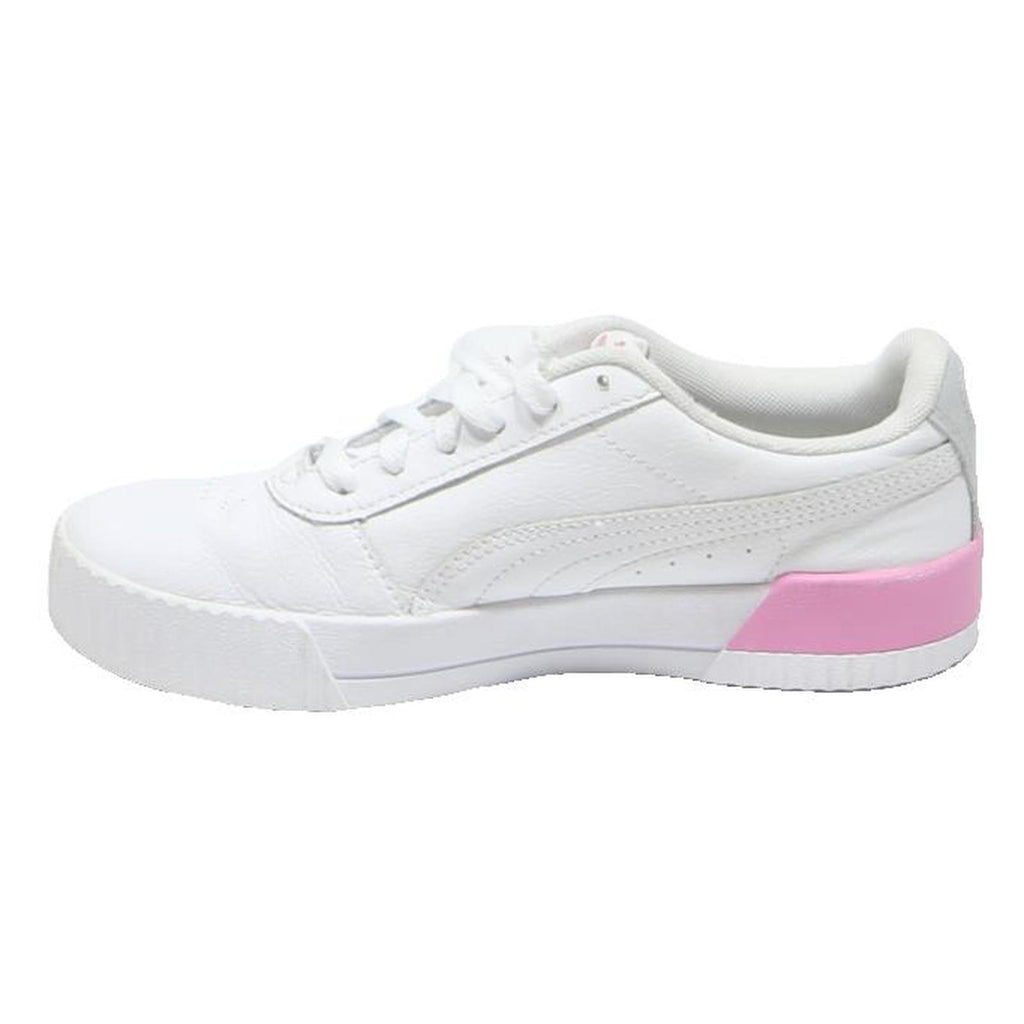 PUMA Carina Womens Lace-Up Trainers White & Pink Leather UK 4.5 Stylish Casual