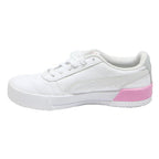PUMA Carina Womens Lace-Up Trainers White & Pink Leather UK 4.5 Stylish Casual