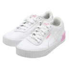 PUMA Carina Womens Lace-Up Trainers White & Pink Leather UK 4.5 Stylish Casual
