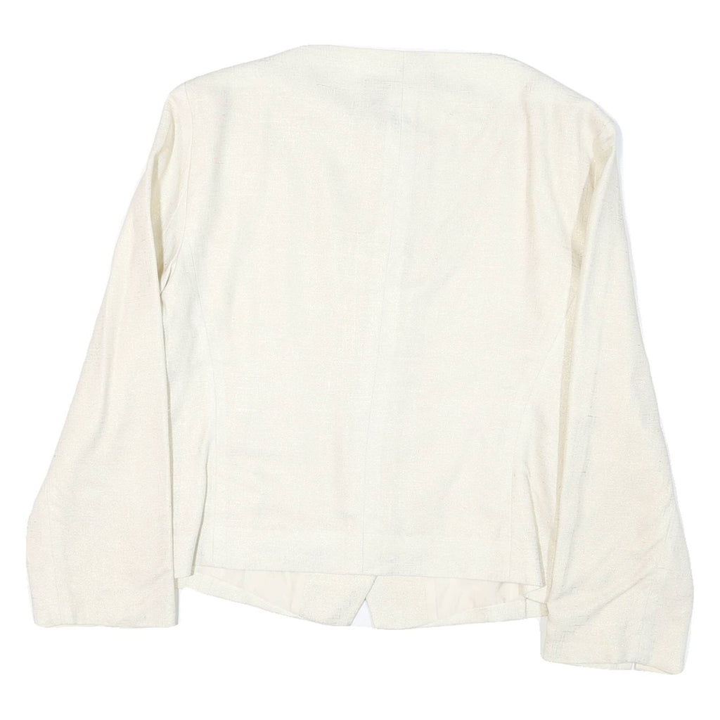 EMPORIO ARMANI Womens White Button Jacket M Polyester Blend Plain Clean Design