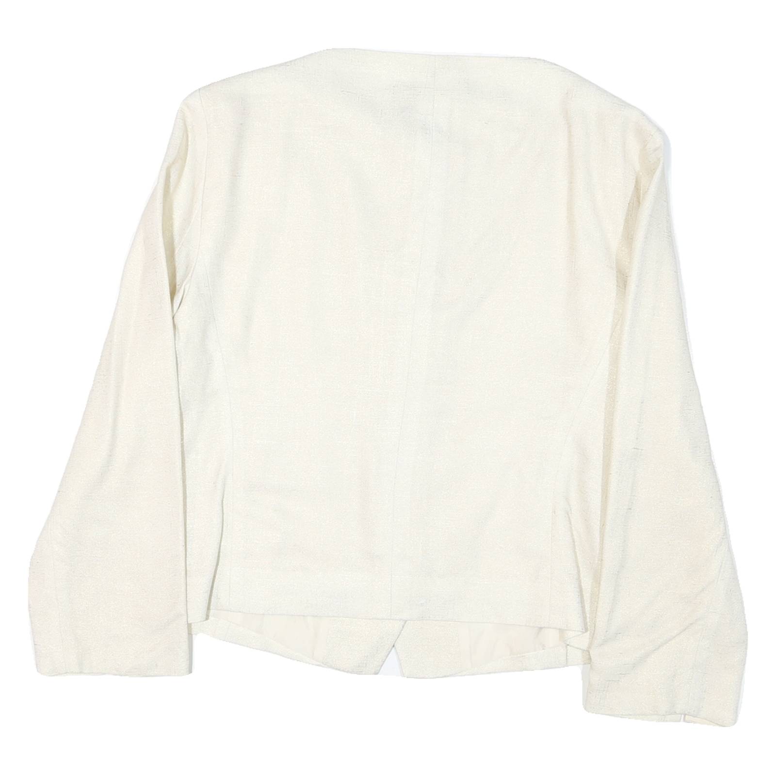 EMPORIO ARMANI Womens White Button Jacket M Polyester Blend Plain Clean Design